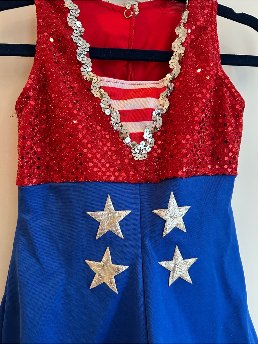 Vintage Stars and Stripes Red & Blue Sequin Dance Costume -Childs Small - Picture 3 of 9